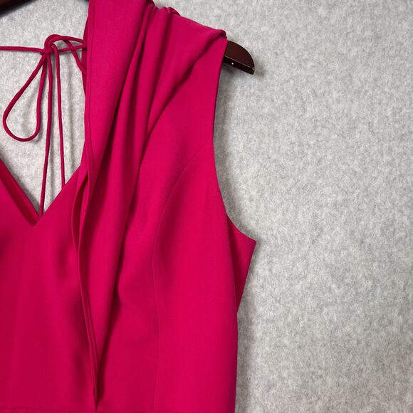 Halston Heritage Pink Cape Overlay Wide Leg Jumpsuit Size 6 - Picture 8 of 10